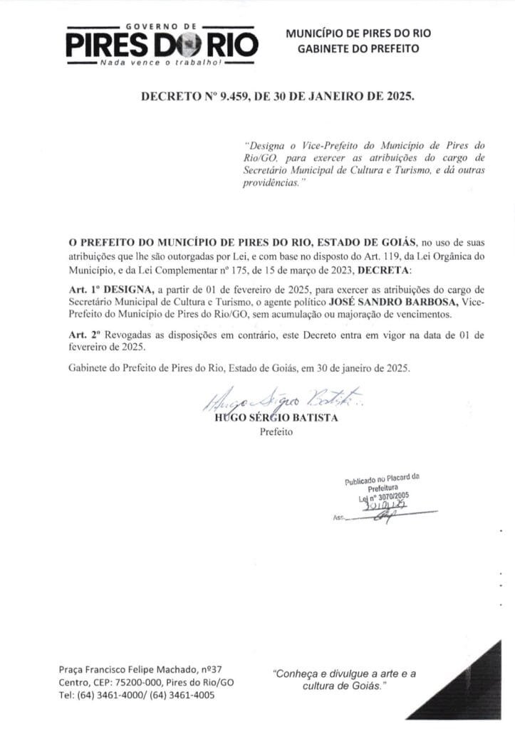 Vice-Prefeito de Pires do Rio Assume Secretaria de Cultura e Turismo 1 5fcbf523 99e5 4267 8f1d 137b9781800f 1