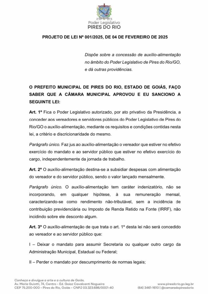 Câmara de Pires do Rio Apresenta Projeto de Lei para Concessão de Auxílio-Alimentação de R$ 1.900,00 1 img 0299 1
